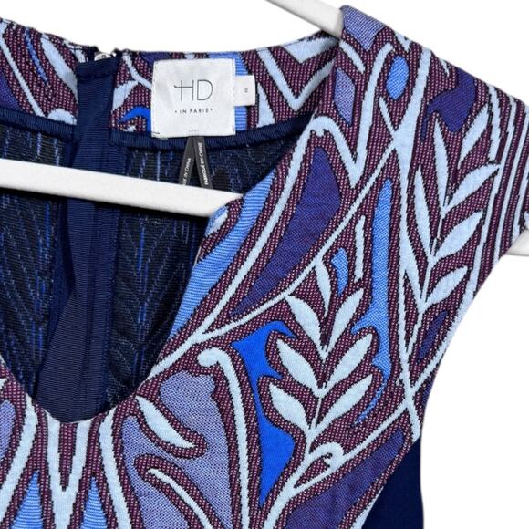 Anthro HD Paris CLEO Jacquard Sheath Notch V Neck Dress - Size XS - Picture 3 of 5